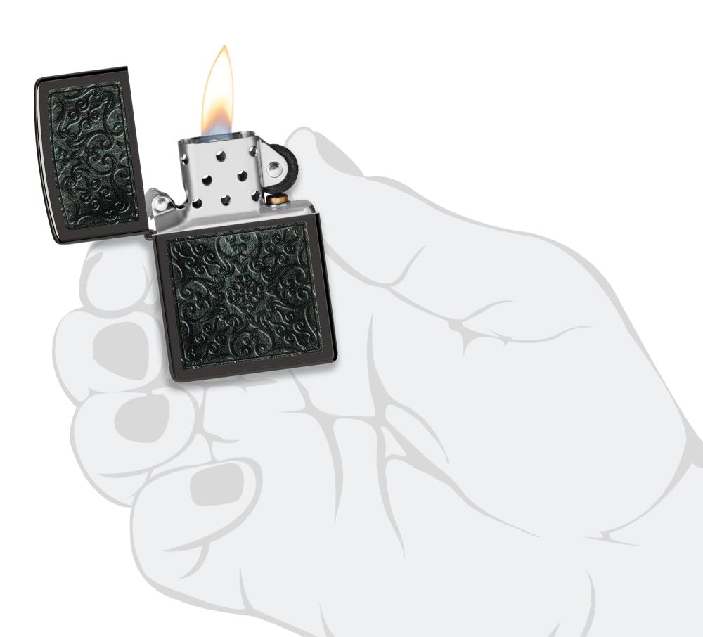 Zippo Gothic Window Design Armor® Black Ice® Pocket Lighter