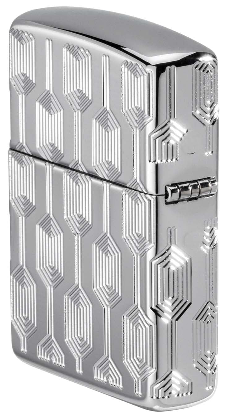 Zippo Lighter: Armor MultiCut Geometric Deep Carve - Antique Silver 49883