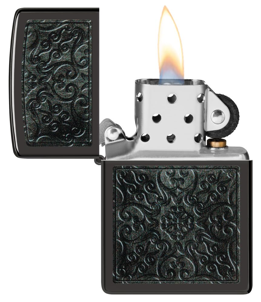 Zippo Gothic Window Design Armor® Black Ice® Pocket Lighter