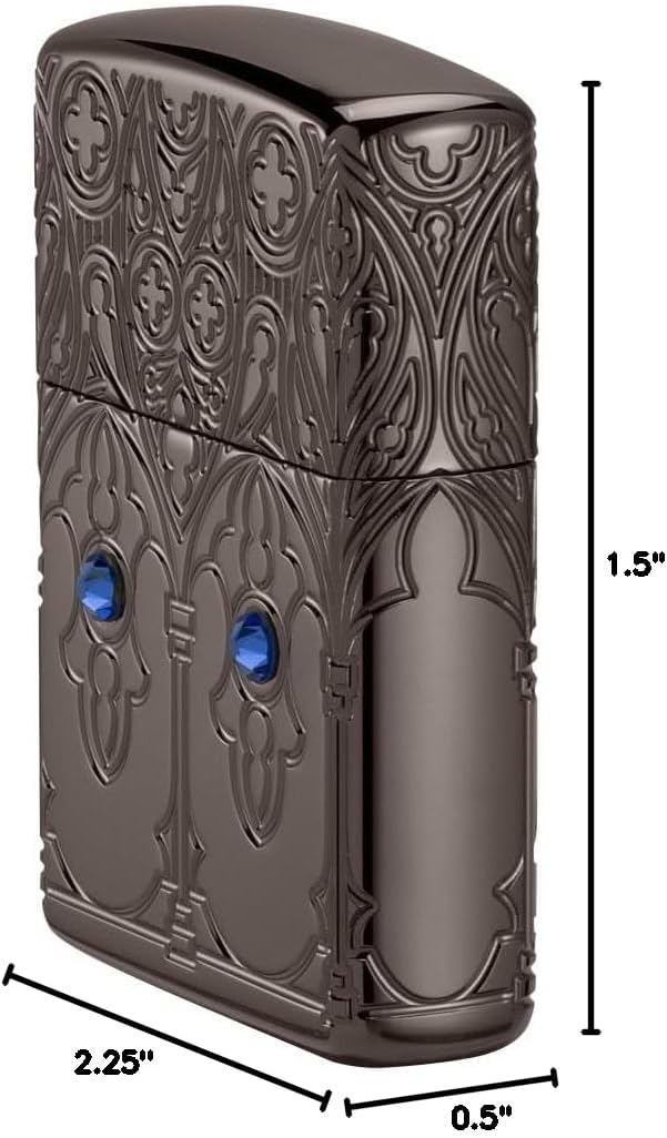 Zippo Gothic Window Design Armor® Black Ice® Pocket Lighter