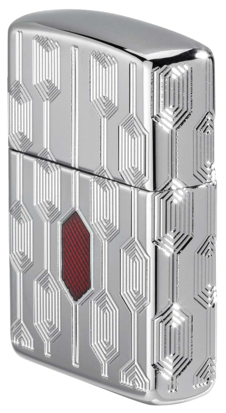 Zippo Lighter: Armor MultiCut Geometric Deep Carve - Antique Silver 49883