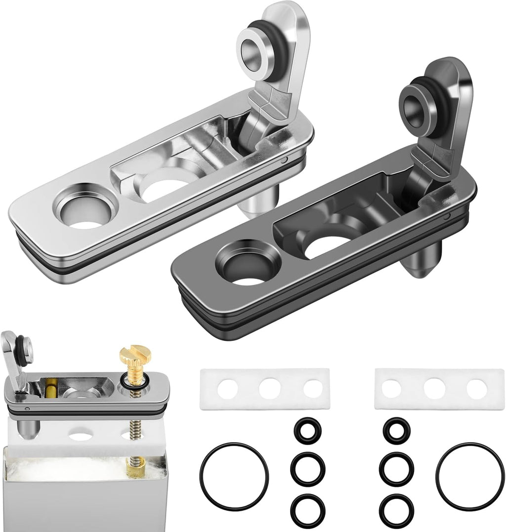 2 Set Lighter Gasket Seal Metal Lighter Repair Insert Accessories Kit 1Ppcs Cotton Felt Pad with 3Pcs Rubber Seals for Lighter Bottom Seal(Sliver+Black)