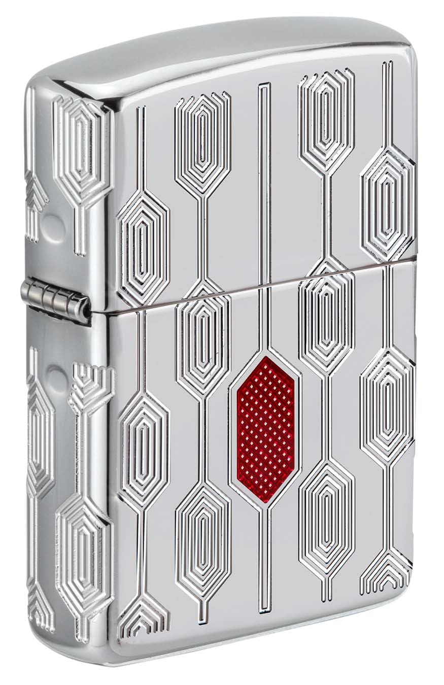 Zippo Lighter: Armor MultiCut Geometric Deep Carve - Antique Silver 49883