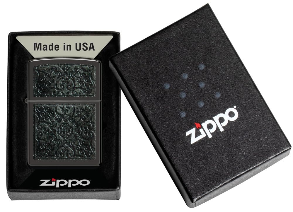 Zippo Gothic Window Design Armor® Black Ice® Pocket Lighter