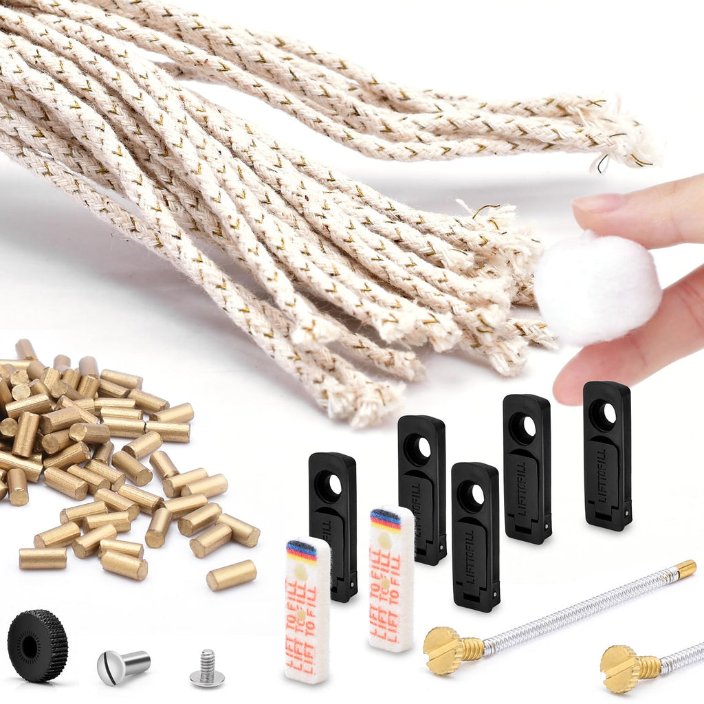 Universal Lighter Repair Kit for Petrol Lighter Flint Stones, Cotton Wick, Flint Spring Rubber Gaskets, Flint Striker Wheel, Felt Pad Wadding Cotton