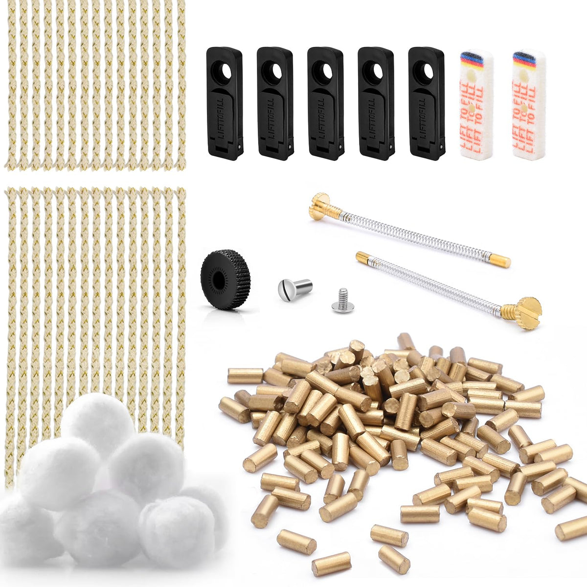 Universal Lighter Repair Kit for Petrol Lighter Flint Stones, Cotton Wick, Flint Spring Rubber Gaskets, Flint Striker Wheel, Felt Pad Wadding Cotton