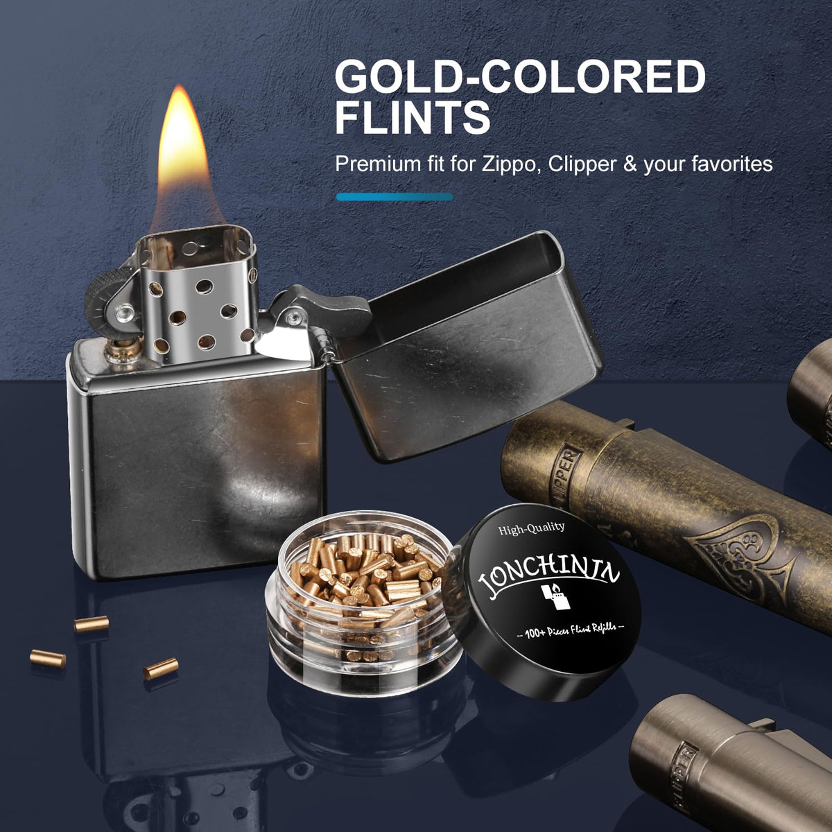 100 Flints & 20 Wicks Repair Kit, Compatible with Zippo Clipper