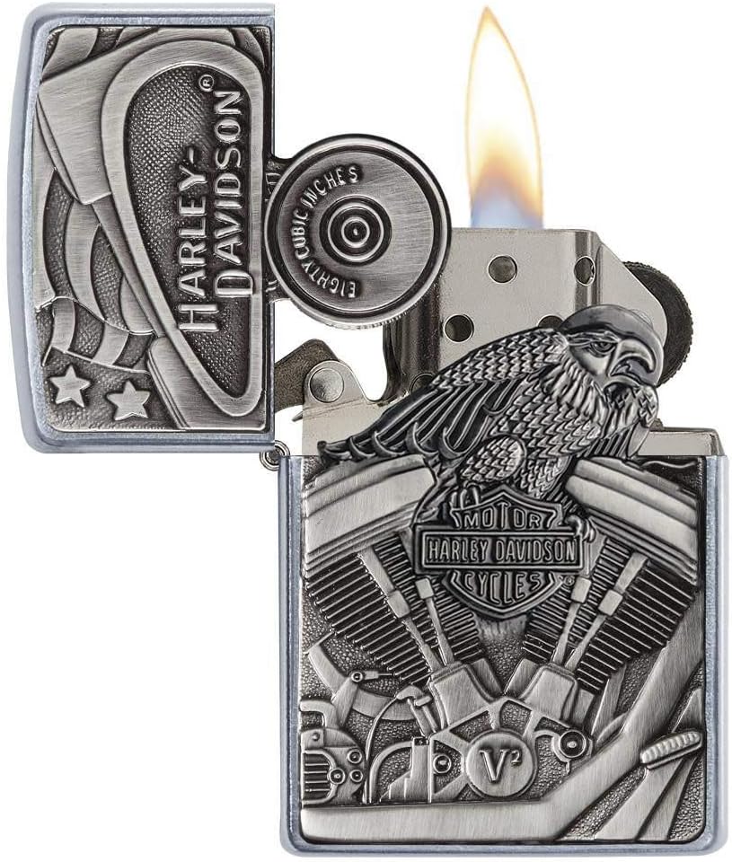Zippo Harley-Davidson Motor Flag Emblem Street Chrome Pocket Lighter