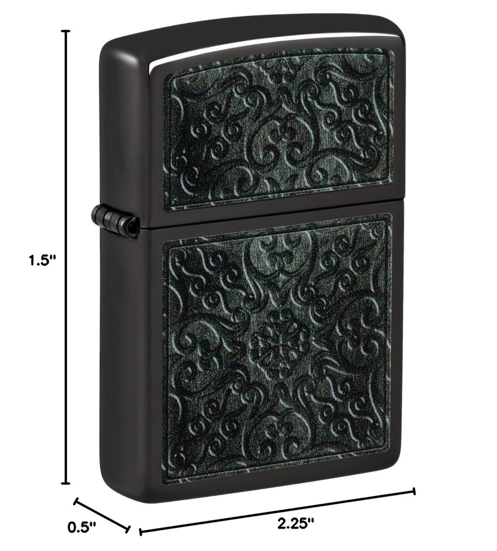 Zippo Gothic Window Design Armor® Black Ice® Pocket Lighter