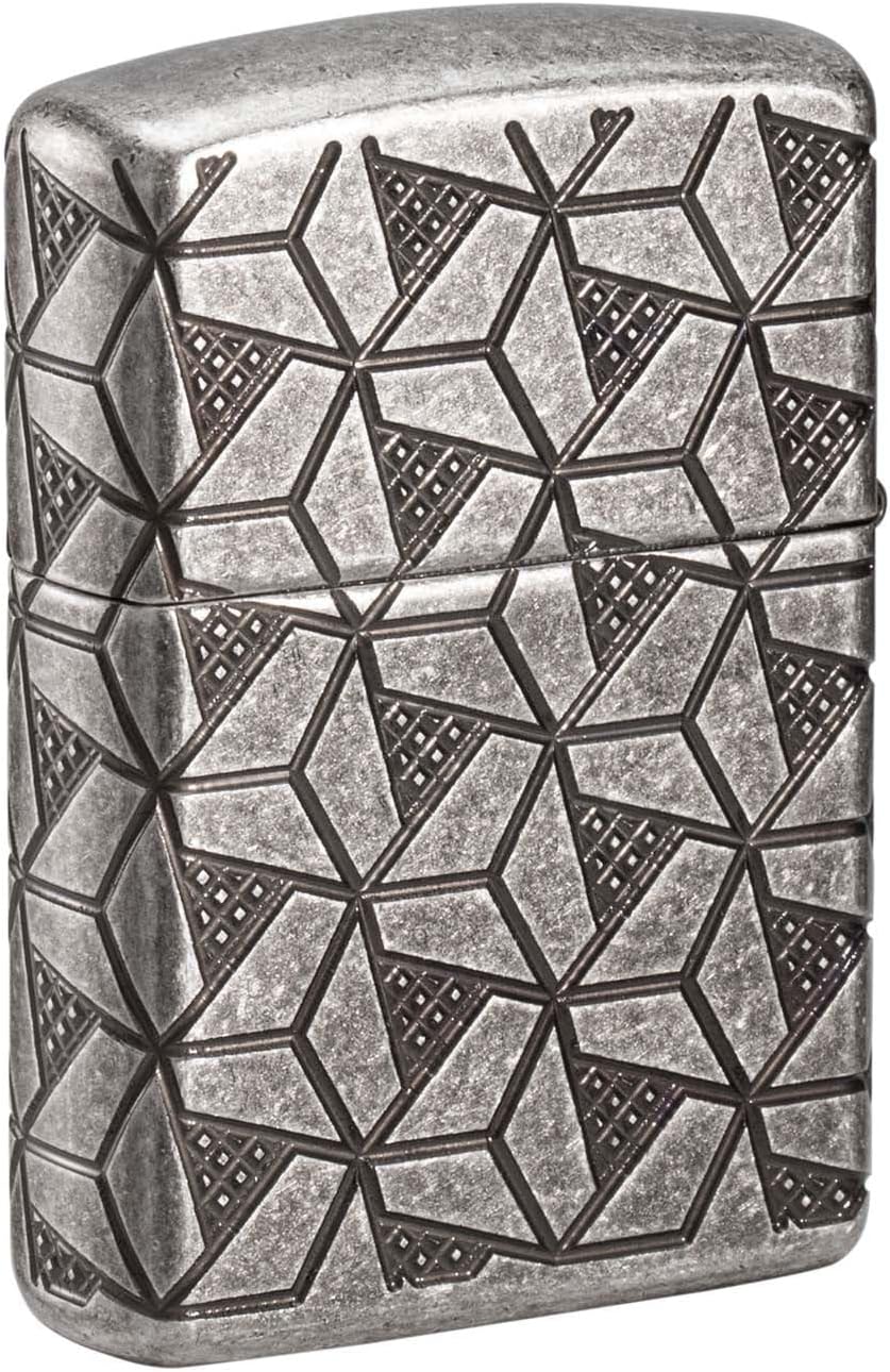 Zippo Lighter: Armor MultiCut Geometric Deep Carve - Antique Silver 49883