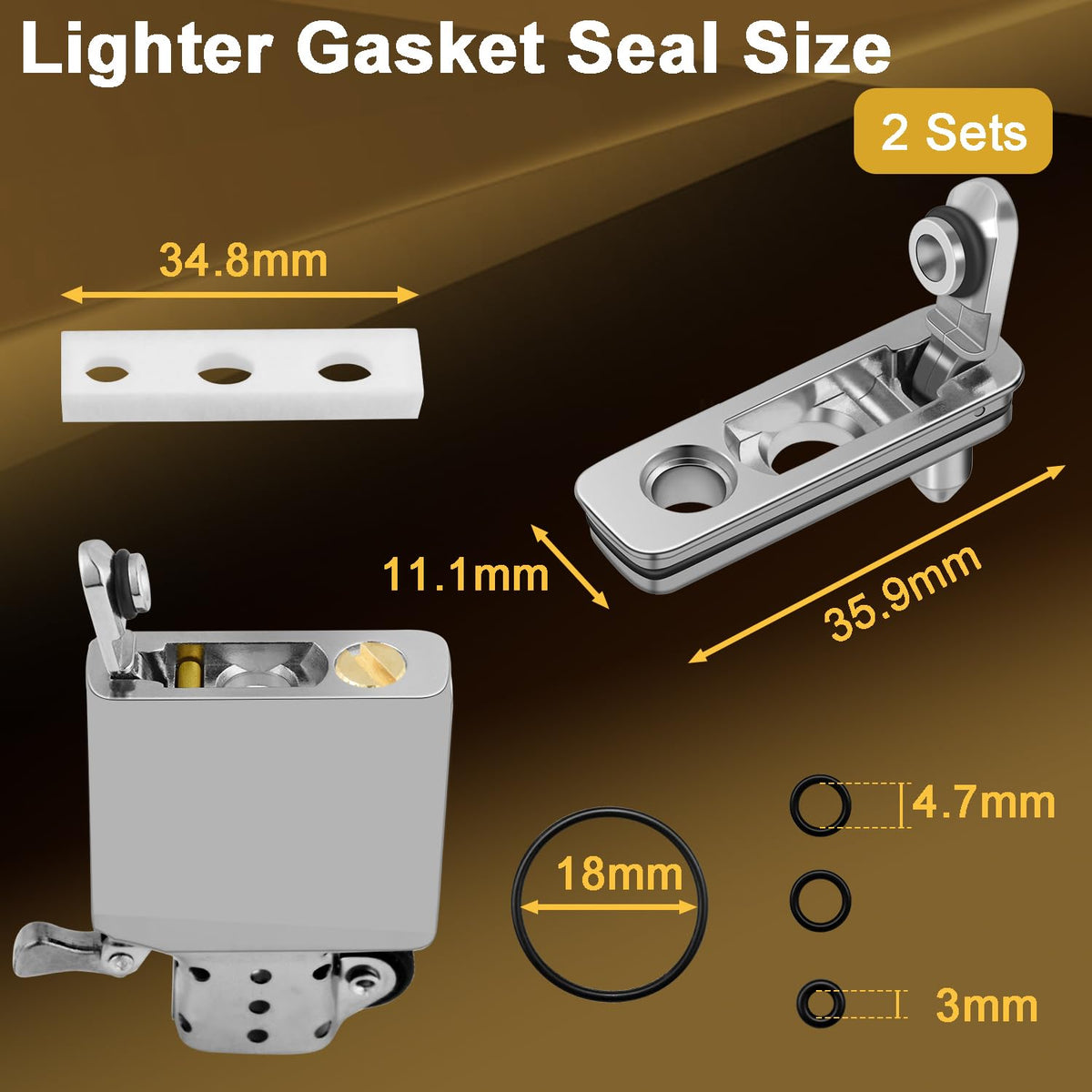 2 Set Lighter Gasket Seal Metal Lighter Repair Insert Accessories Kit 1Ppcs Cotton Felt Pad with 3Pcs Rubber Seals for Lighter Bottom Seal(Sliver+Black)