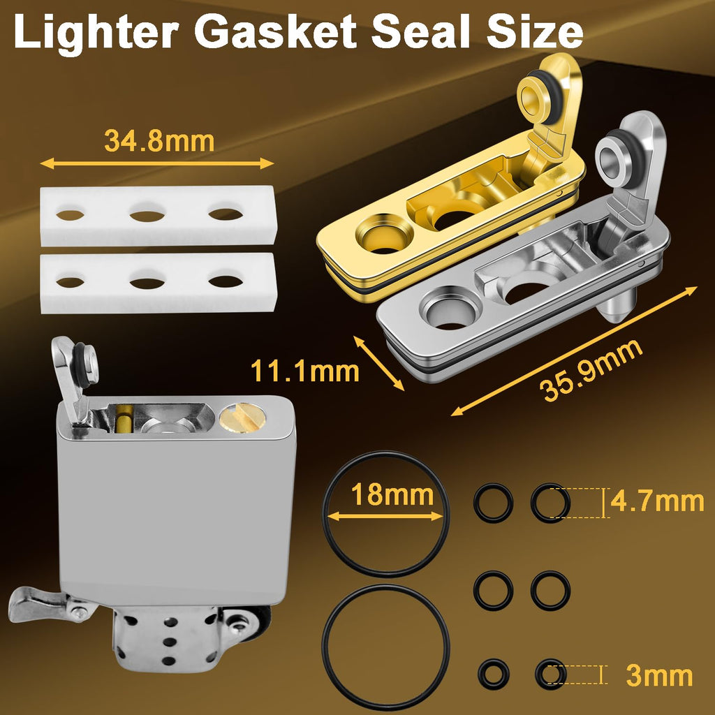 2 Set Lighter Gasket Seal Metal Lighter Repair Insert Accessories Kit 1Ppcs Cotton Felt Pad with 3Pcs Rubber Seals for Lighter Bottom Seal(Sliver+Black)