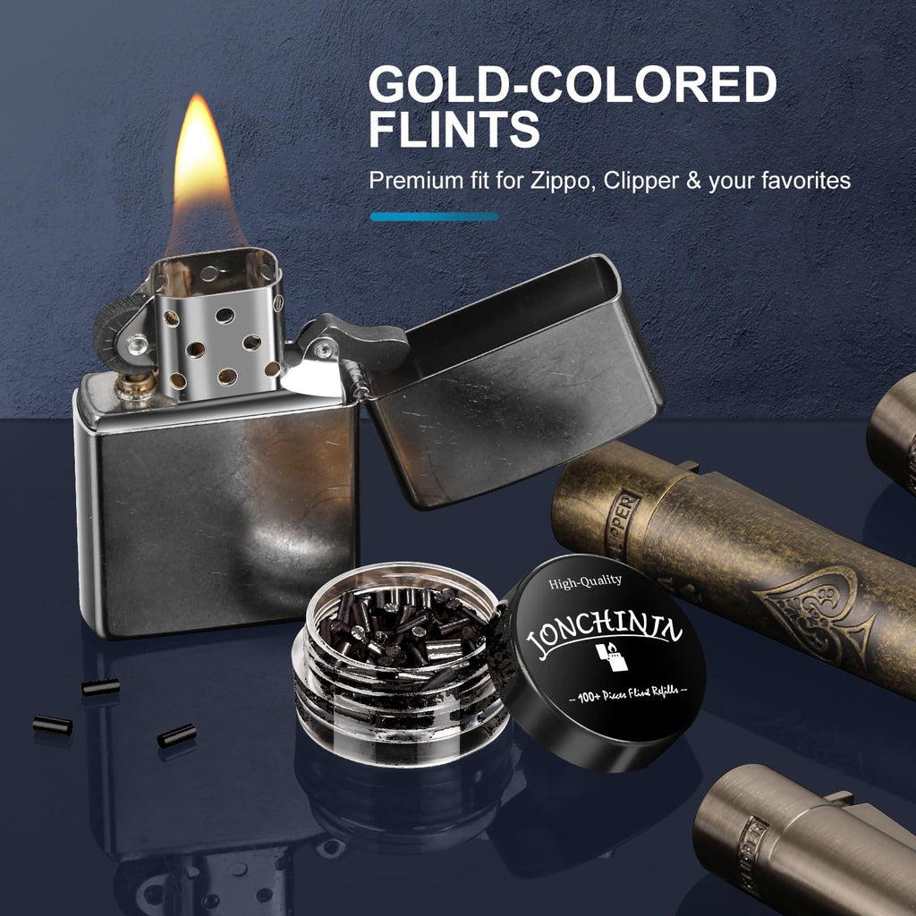 100 Flints & 20 Wicks Repair Kit, Compatible with Zippo Clipper
