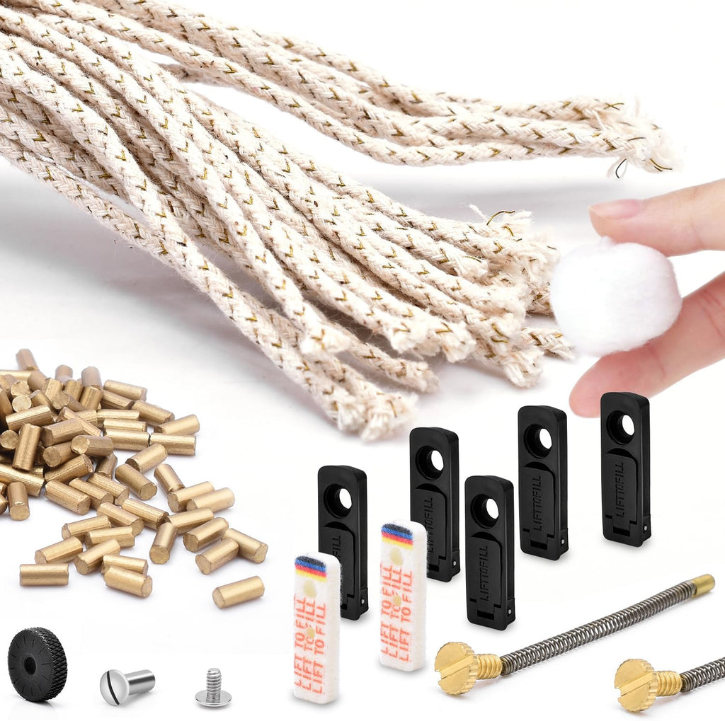 Universal Lighter Repair Kit for Petrol Lighter Flint Stones, Cotton Wick, Flint Spring Rubber Gaskets, Flint Striker Wheel, Felt Pad Wadding Cotton