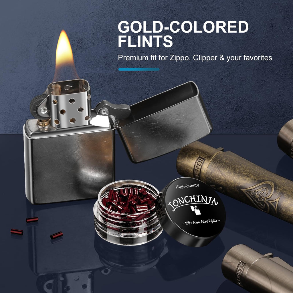 100 Flints & 20 Wicks Repair Kit, Compatible with Zippo Clipper