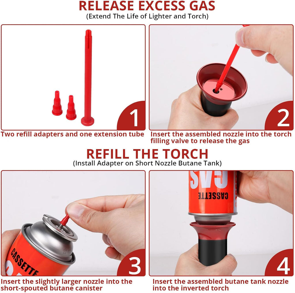 Semlos Butane Tank Adapter, Butane Nozzle for Lighter and Torch Refill