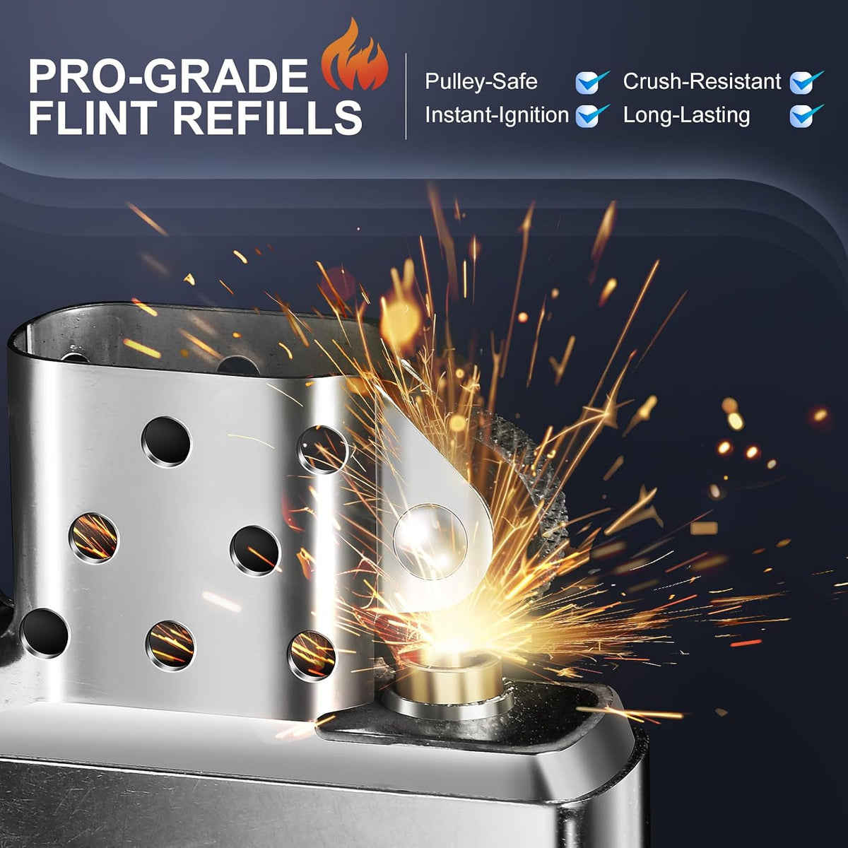 100 Flints & 20 Wicks Repair Kit, Compatible with Zippo Clipper
