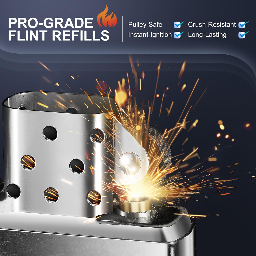 100 Flints & 20 Wicks Repair Kit, Compatible with Zippo Clipper