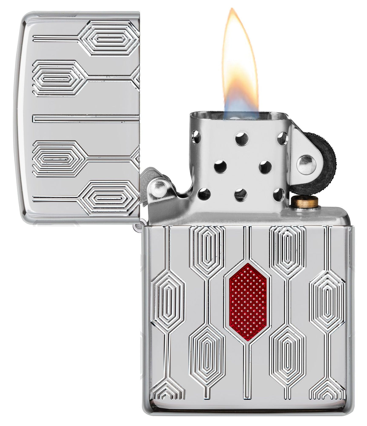 Zippo Lighter: Armor MultiCut Geometric Deep Carve - Antique Silver 49883